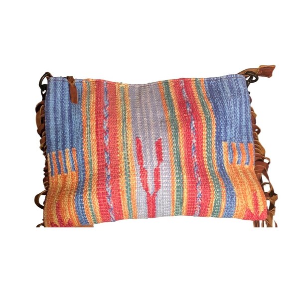 American Darling Bag Woven Fringe Shoulder Bag Floral Leather Strap Multi-Color - Picture 12 of 16